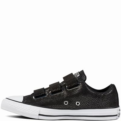 Converse Chuck Taylor All Star Nubuck Tipped Metallic + Hardware Low Tops Womens - Black/Silver/White Shoes (466VPBIO)